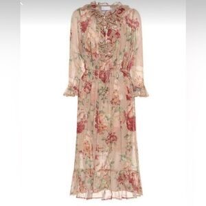 Zimmermann Corsair Ruffle Midi Dress in Floral Cotton Size 0/US4
